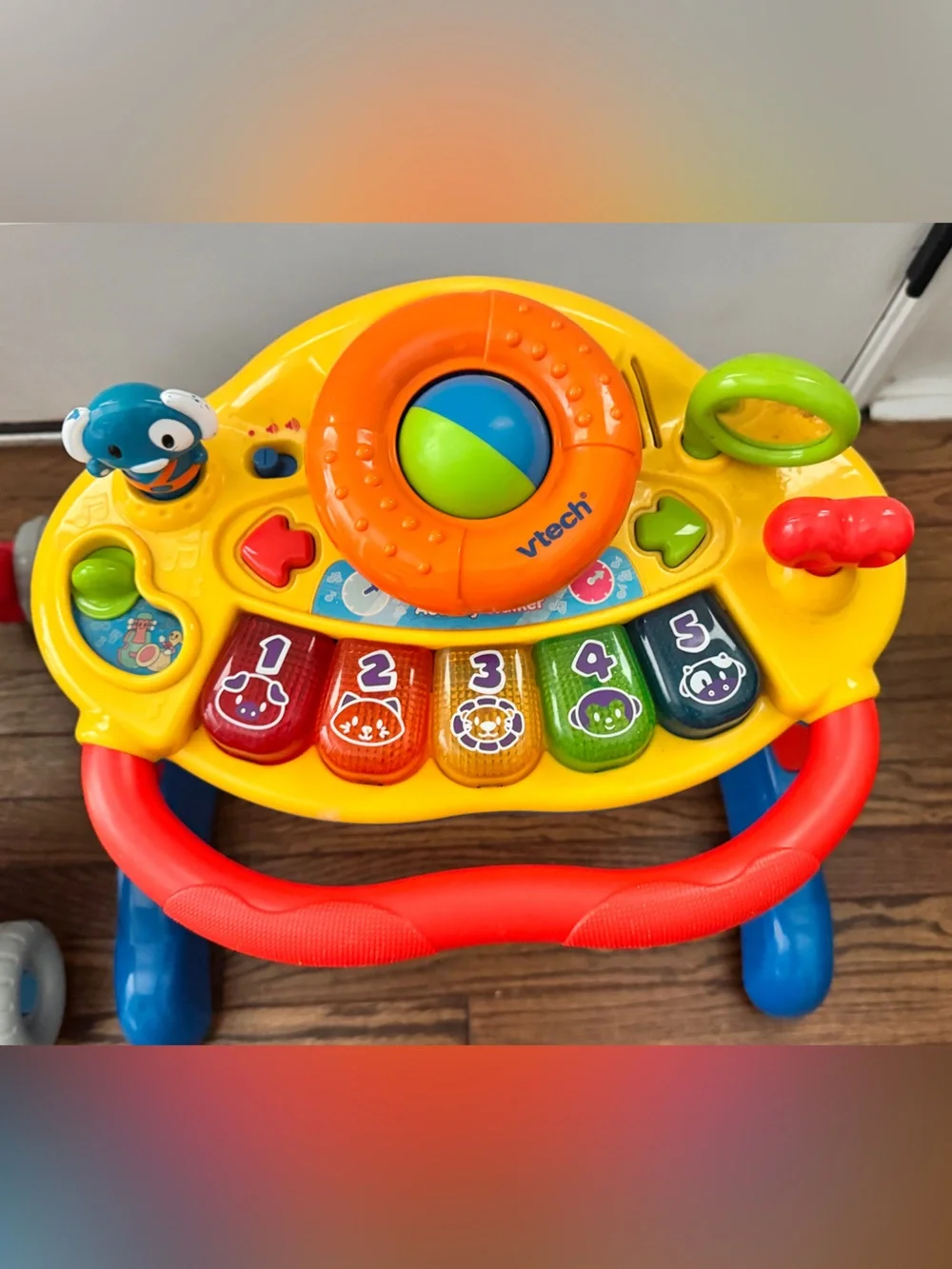 Interactive Baby Activity Walker & Play Table - Bright Red, Blue, Yellow